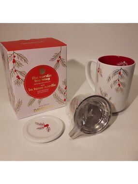 Davids Tea Nordic Mug Berry Red Pine Needles NIB